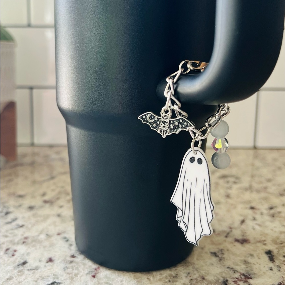 👻🖤 Stanley cup charm Halloween tarot cards beetlejuice handmade!
